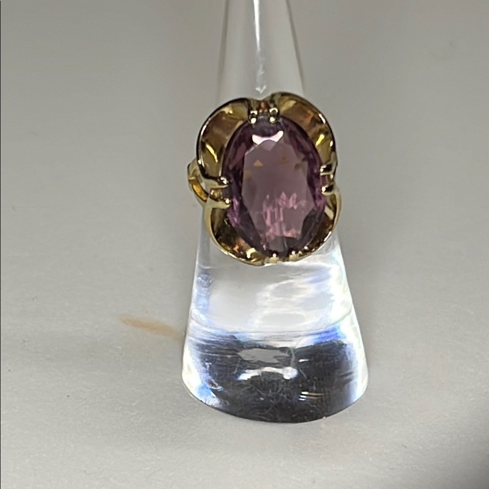 18K gold plated GE Elegant Purple Gemstone Ring. Size 5 1/2 - Picture 3 of 10